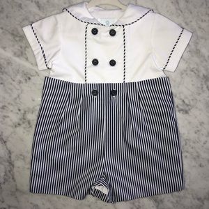 Florence Eiseman white and navy stripped suit